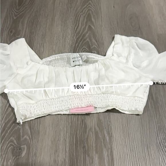 Hello Molly White Long Sleeve Cropped Smocked Peasant Prairie Top Size 8 NWT - Picture 9 of 10